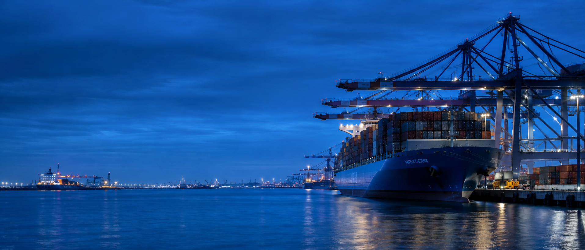 Global logistics and modern industrial port representing Westmark Trading